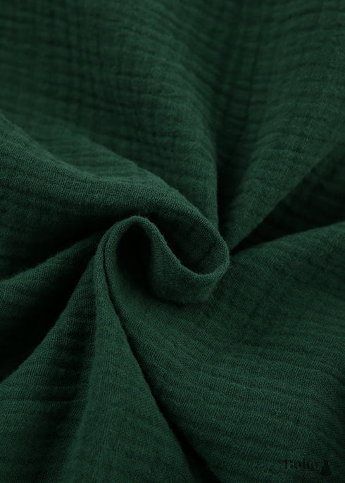 Pijama bohemio de algodón Emily en verde, marrón y gris.
